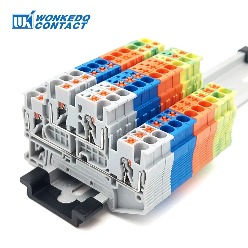 Din Rail Terminal Block PTTB 2.5 Push-in Double Level Electrical Connector 2 Layer 2.5mm² Connection Plug Wire PTTB2.5