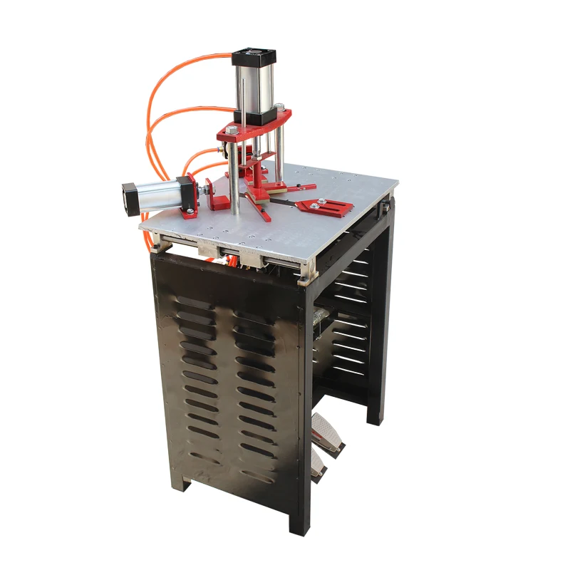 Photo frame machine, thickened table top, increased top angle of cylinder bearing, corner splicing machine, corner nailing
