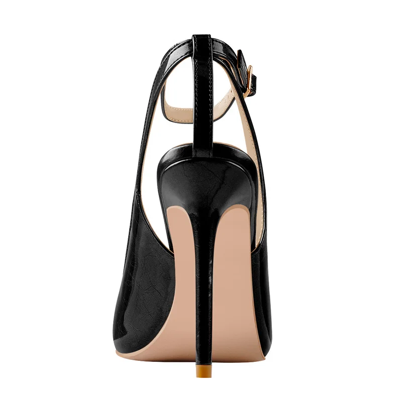 Onlymaker Women Pointed Toe Black Slingback Stiletto Pumps Ankle Strap High Heel Party Wedding Dress Heels