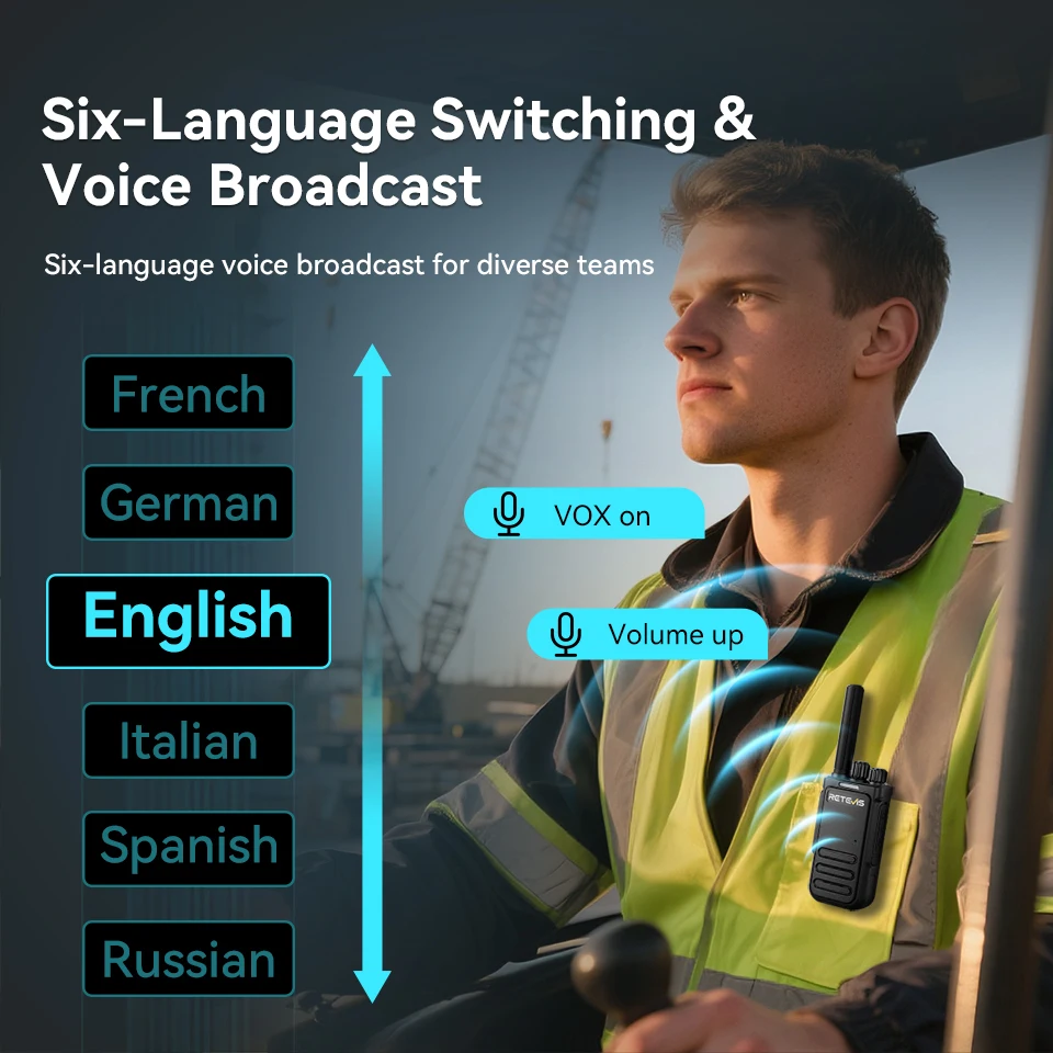 Retevis MateTalk B64 جهاز اتصال لاسلكي 6 قطعة راديو محمول ثنائي الاتجاه متين للحد من الضوضاء راديو VOX Type-C لمواقع البناء