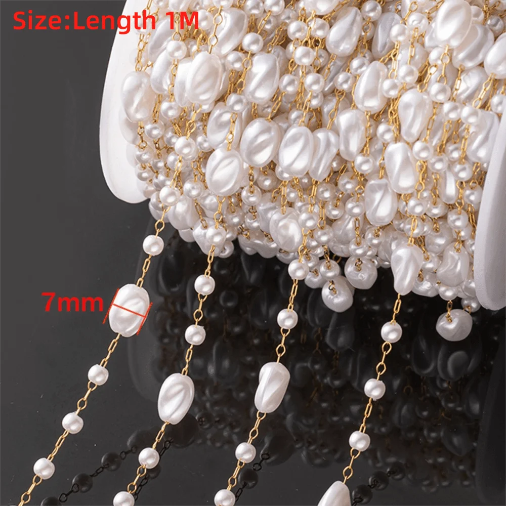 Stainless Steel Baroque Pearl Irregular Pearl Anti-rust Stainless Steel Chain Steel Wire Chain Clothing Accessory view 6