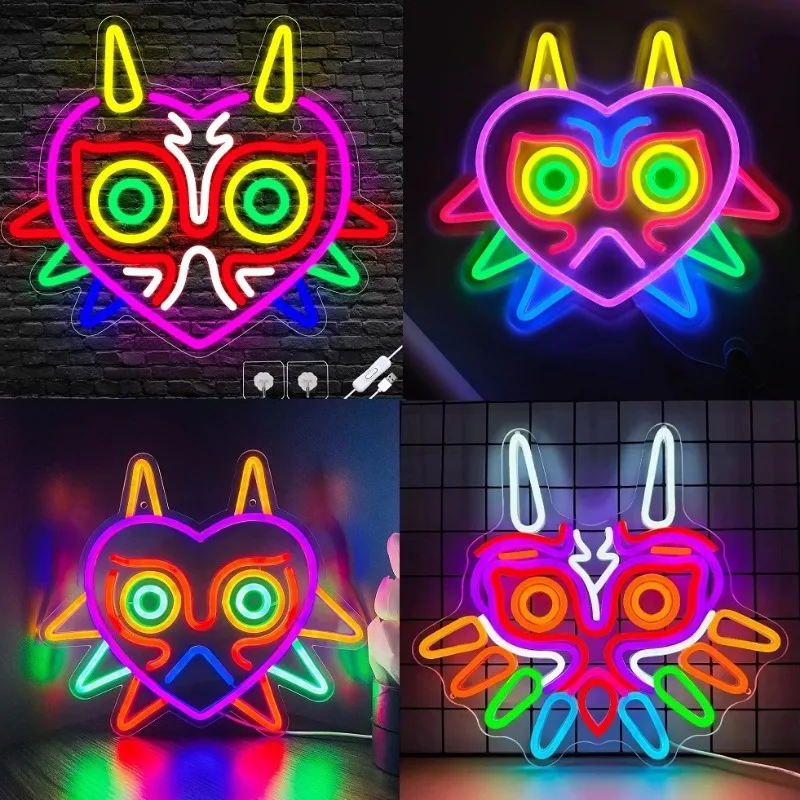 

Anime Mask LED Neon Sign LoZ Neon Sign for Room Wall Decor Gamer Gift Mask Game Room Decor LED Neon Light