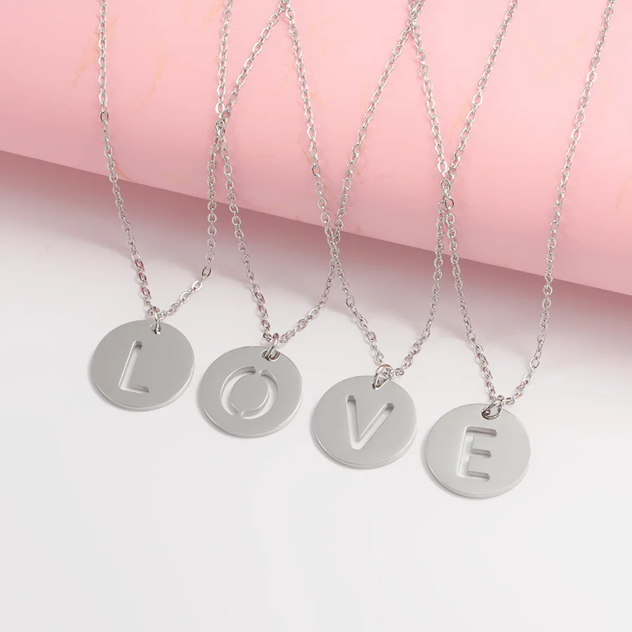 

Large Round Initial Necklace 100% Stainless Steel Jewelry Big Letter Necklace A-Z Fashion Necklace Monogram Necklace Gifts