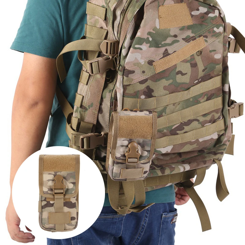 Double Layer Tactical Molle Phone Pouch Camo Mobile Phone Case Holder Waterproof EDC Outdoor Hunting Waist Bag