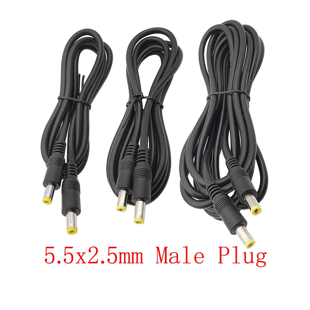 Przedłużacz zasilania DC 5,5 x 2,5 mm męski do 5,5 x 2,5 mm męski wtyk Złącze zasilania do taśmy LED Przedłużacz kamery CCTV Przewód