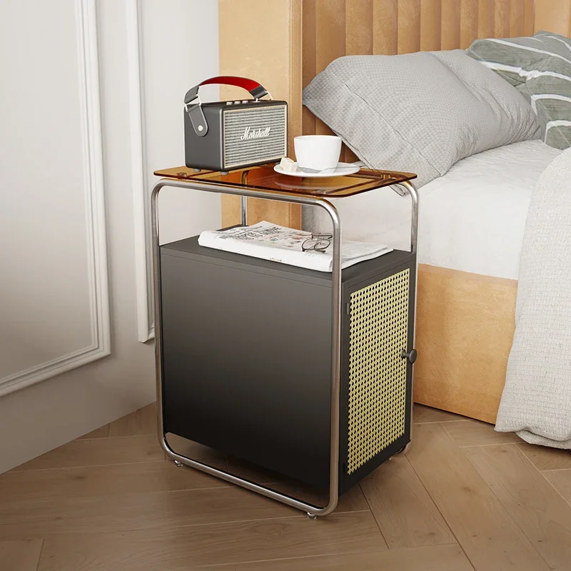 Nordic light luxury bedside table wrought iron multi-functional locker simple High Quality