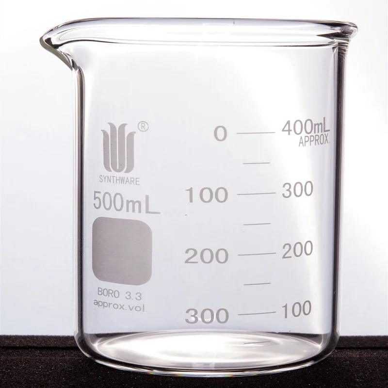 SYNTHWARE Thick walled beaker, Double scale mark, HEAVY WALL BEAKER, LOW FORM, DUAL GRADUATION, Borosilicate glass, B20 B22 B23