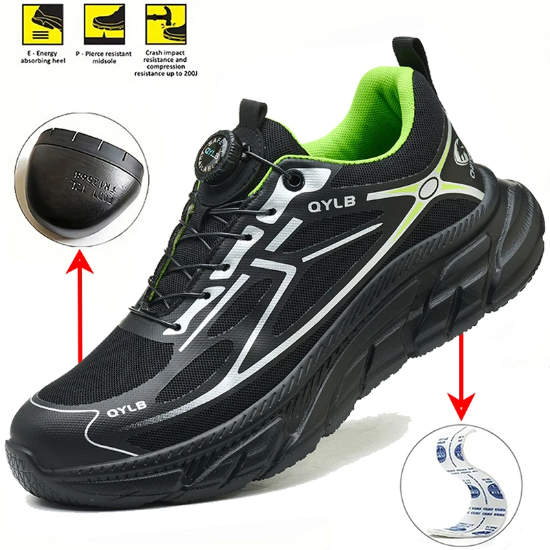 

Защитная обувь. Мужские рабочие ботинки со стальным носком и противоскользящей подошвой. Дышащая строительная рабочая обувь с защитой от проколов.