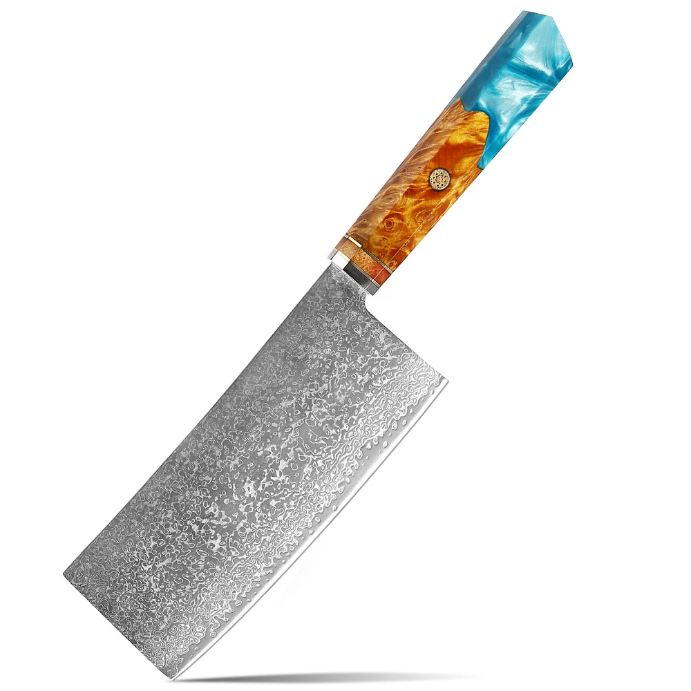 XITUO 7 Inch ultra-sharp Chinese Kitchen Knife Damascus Steel Cleaver Knife Pro Cooking Tools Vegetable and Meat Cutting Knife