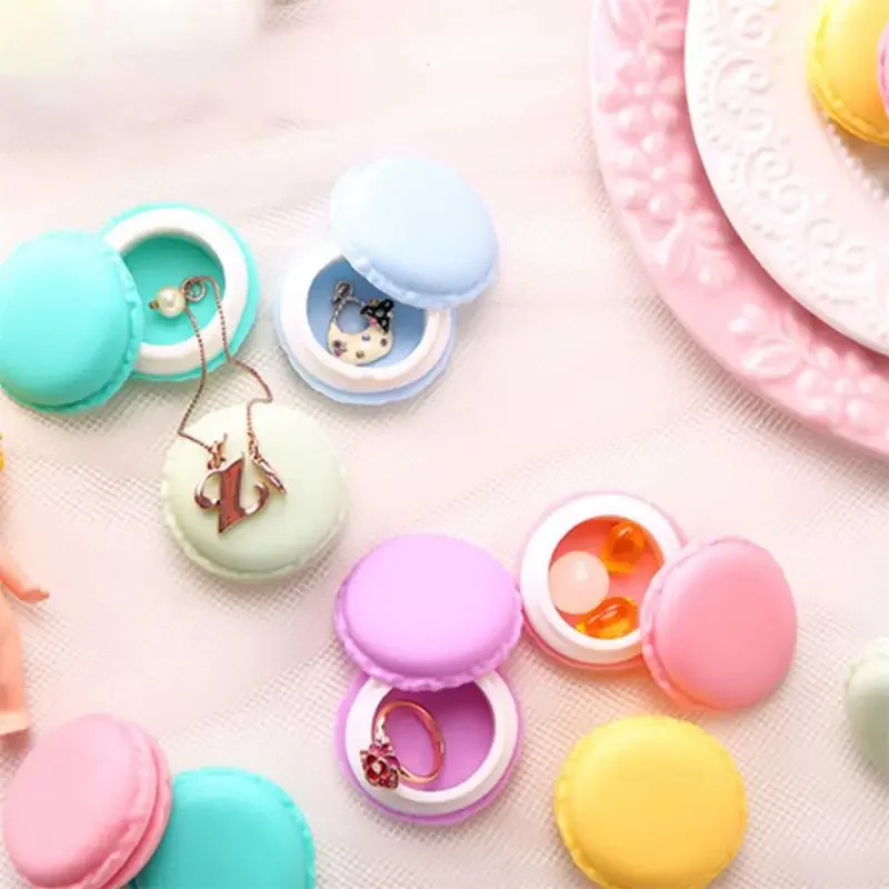 Mini Candy Color Macaron Jewelry Box for Necklace Earring Rings Package Organizer Gifts for Girls Jewelry Storage Case