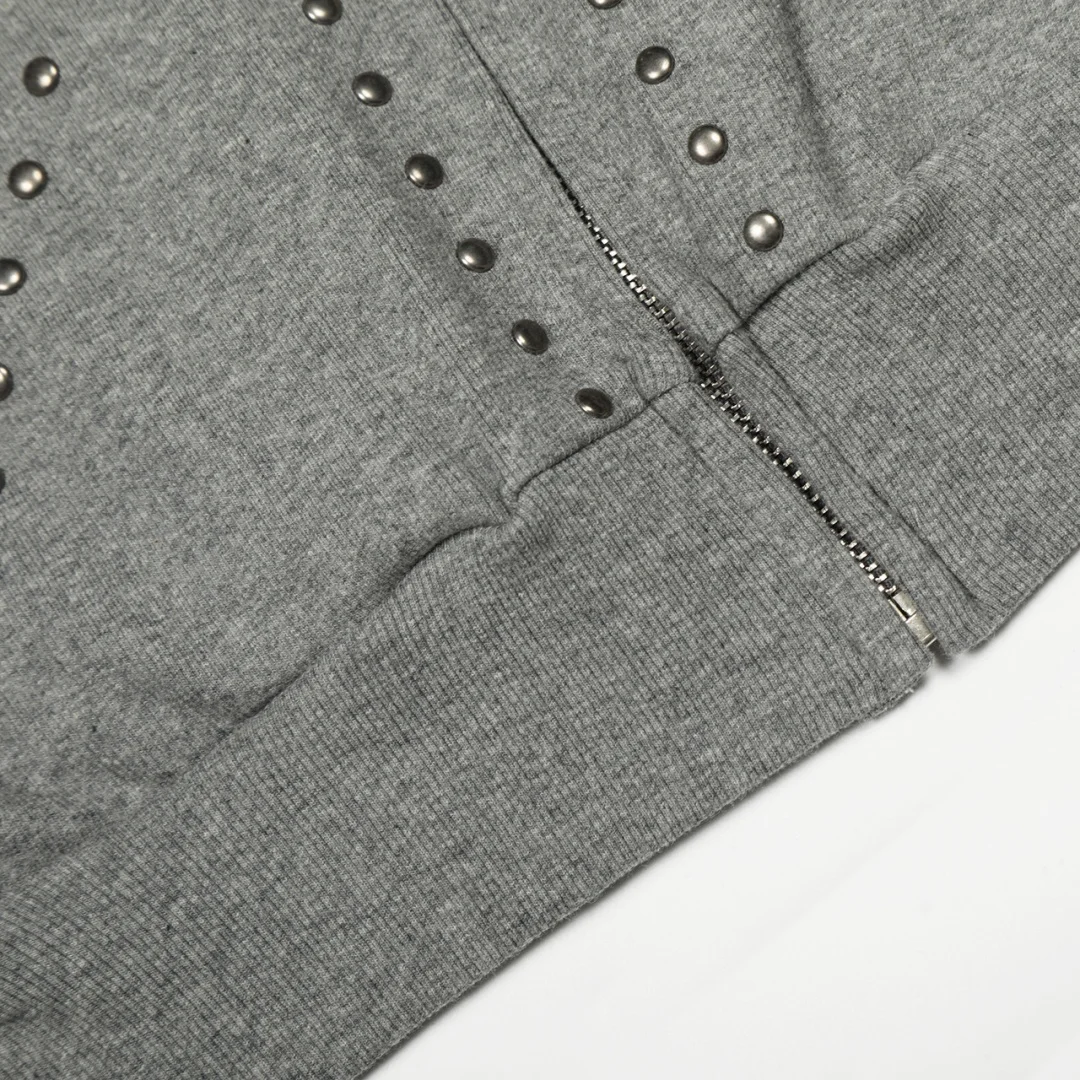 アメリカンヴィンテージ レベルガール エッジィネイルアートデザイン コージーフェイクファーカラー フード付きスウェットシャツ カーディガン