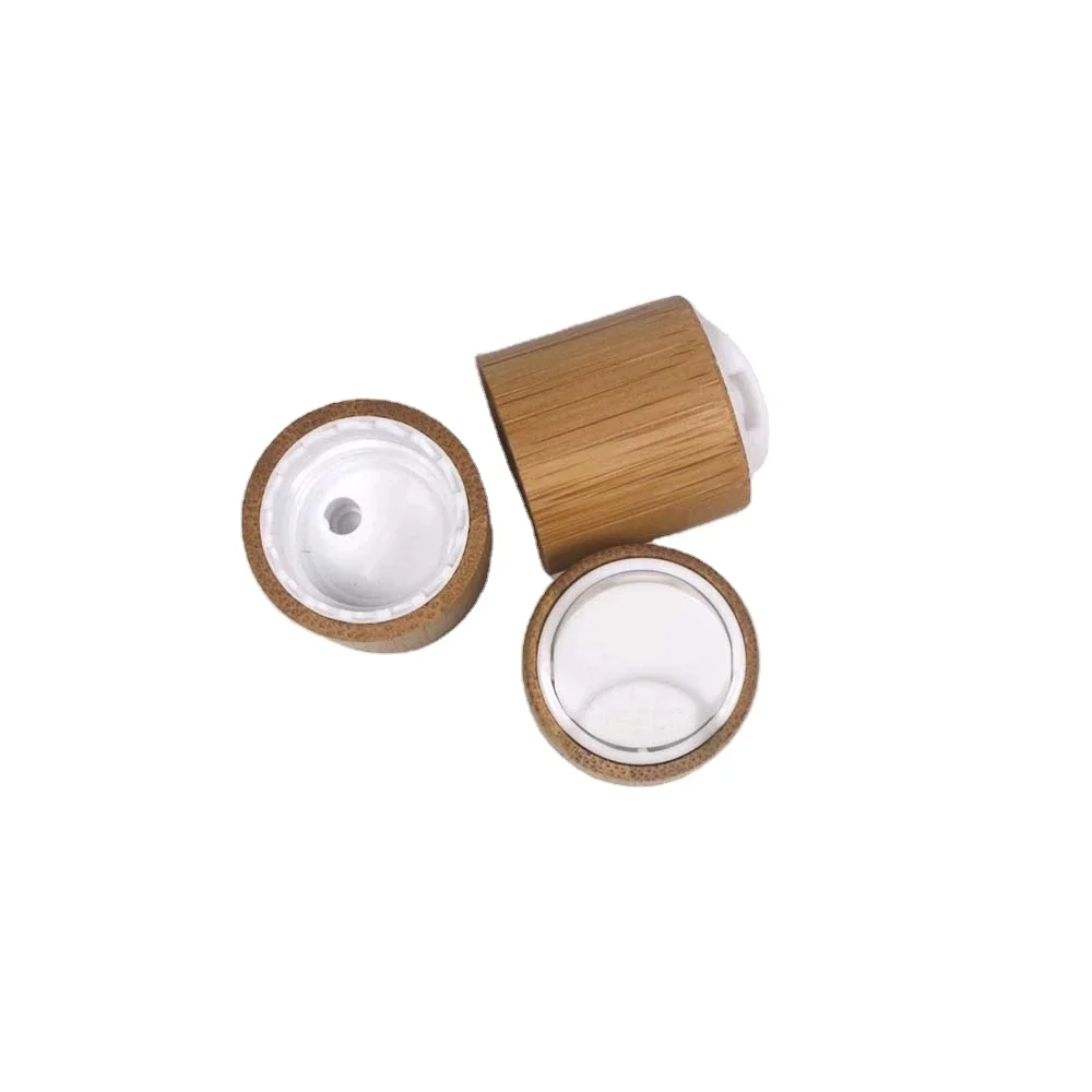 5pcs WHolesale 20mm 24 410 eco friendly wooden bamboo cosmetics cover wooden disc top cap white black for plastic glass bottle