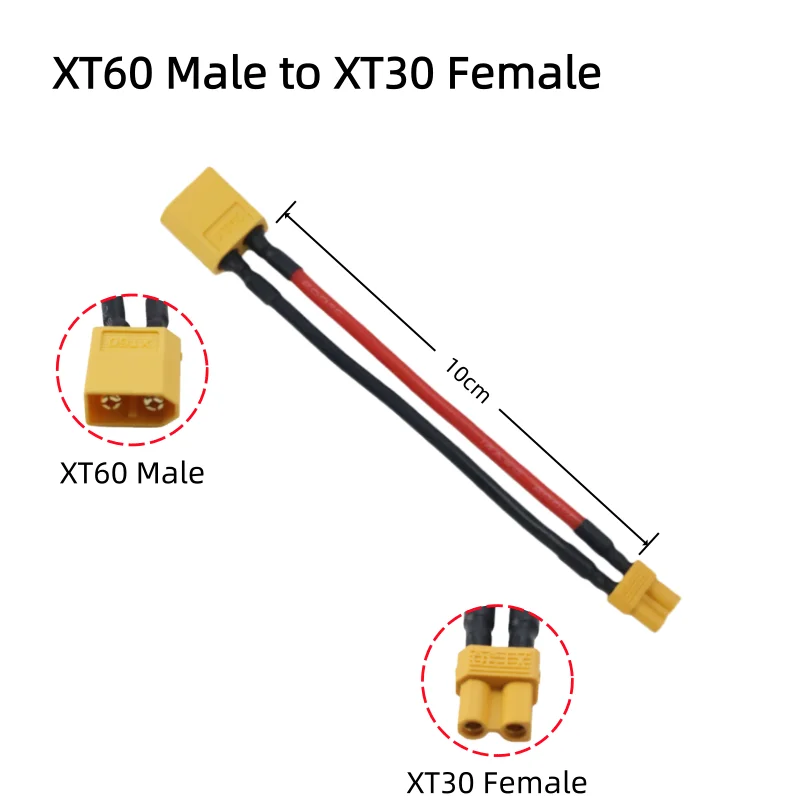 5/1 stücke XT30 Buchse auf XT60 Stecker RC Lipo Batterie Adapter 10 CM Kabel 14AWG Silikon Draht für FPV RC Auto Zubehör – Detail 5