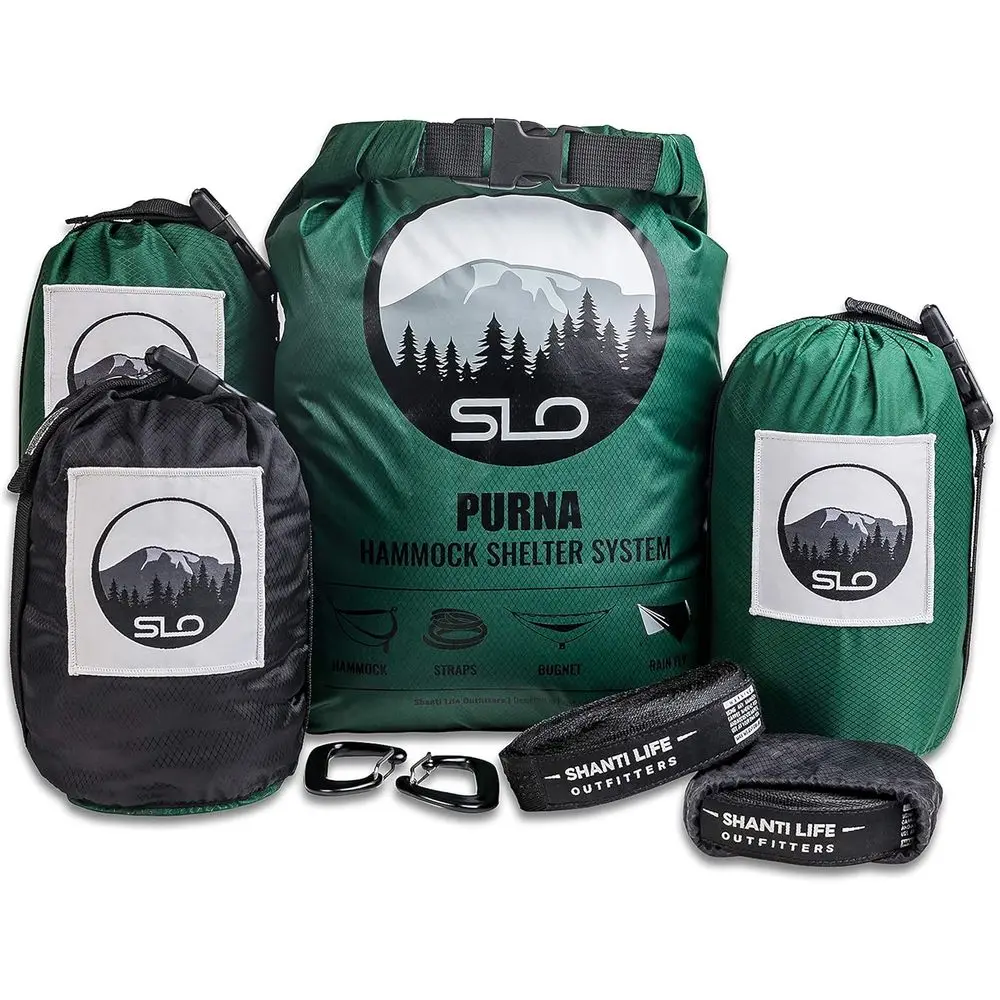 

Гамак для кемпинга с москитной сеткой и защитой от дождя – прочный нейлоновый тент из рипстоп-ткани с 12-футовыми ремнями для крепления к деревьям, карабинами на 5 кН, колышками для палатки и...