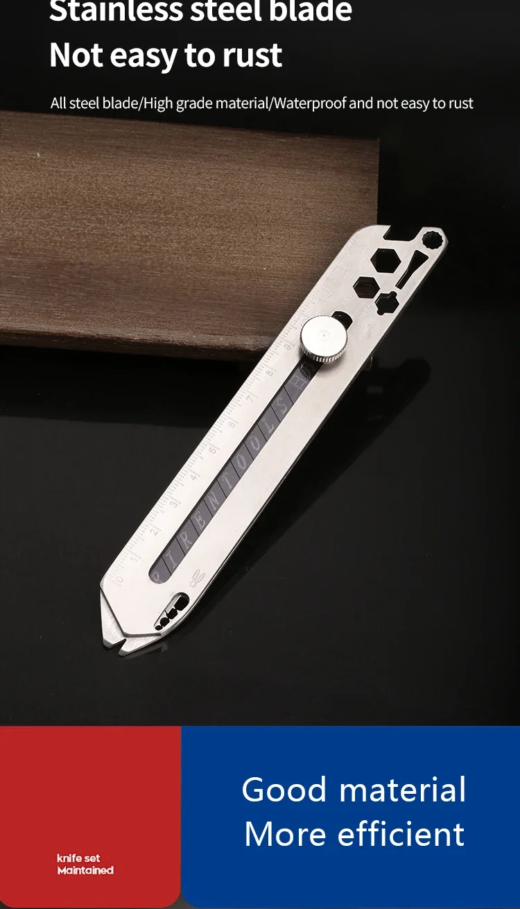 10-in-1-Allzweckmesser, multifunktionales Hochleistungsmesser aus Edelstahl zum Abisolieren von Draht, vollmetallverdicktes Tapetenmesser, Ea – Detail 4
