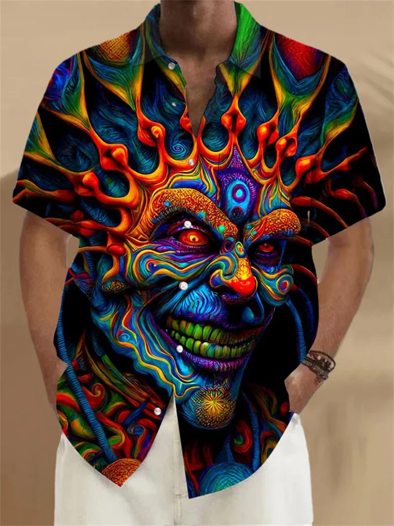 2025 Summer Men's Tropical Printed Hawaiian Beach Resort Set Plant Coconut Tree Short Sleeve Shirt