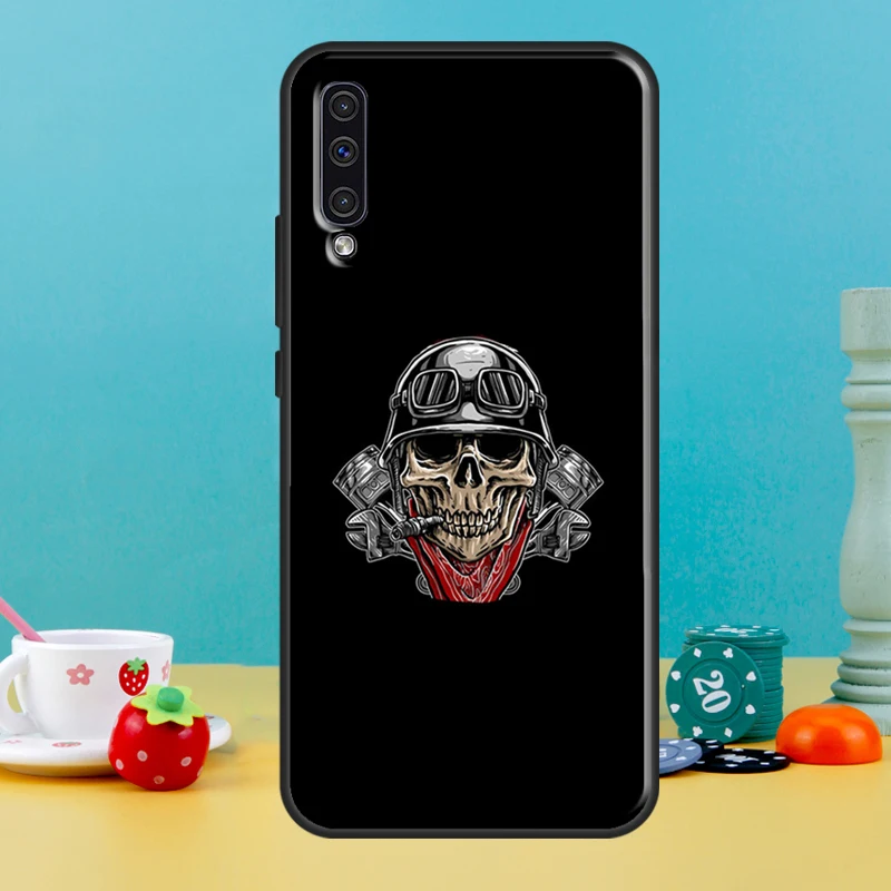 Motorbike biker chopper skull Case For Samsung A52S A21S A02S A03S A51 A71 A50 A70 A12 A22 A32 A42 A72 A52 Phone Coque