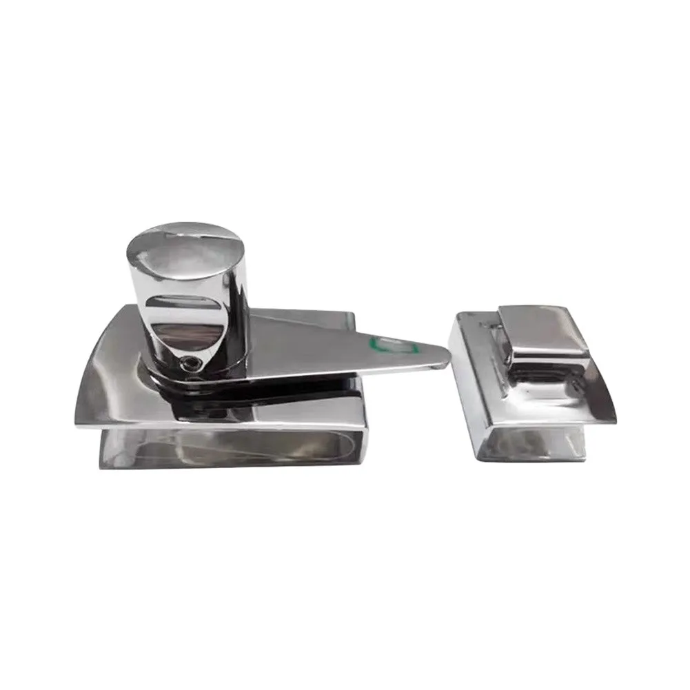 Keyless Thumb Turn Latch for Frameless Sliding Shower Doors Zinc Alloy Body Brass Bolt High Polished Chrome Coating