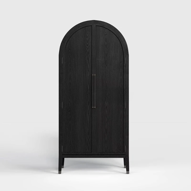

Modern arched display cabinet Black living room solid oak display cabinet