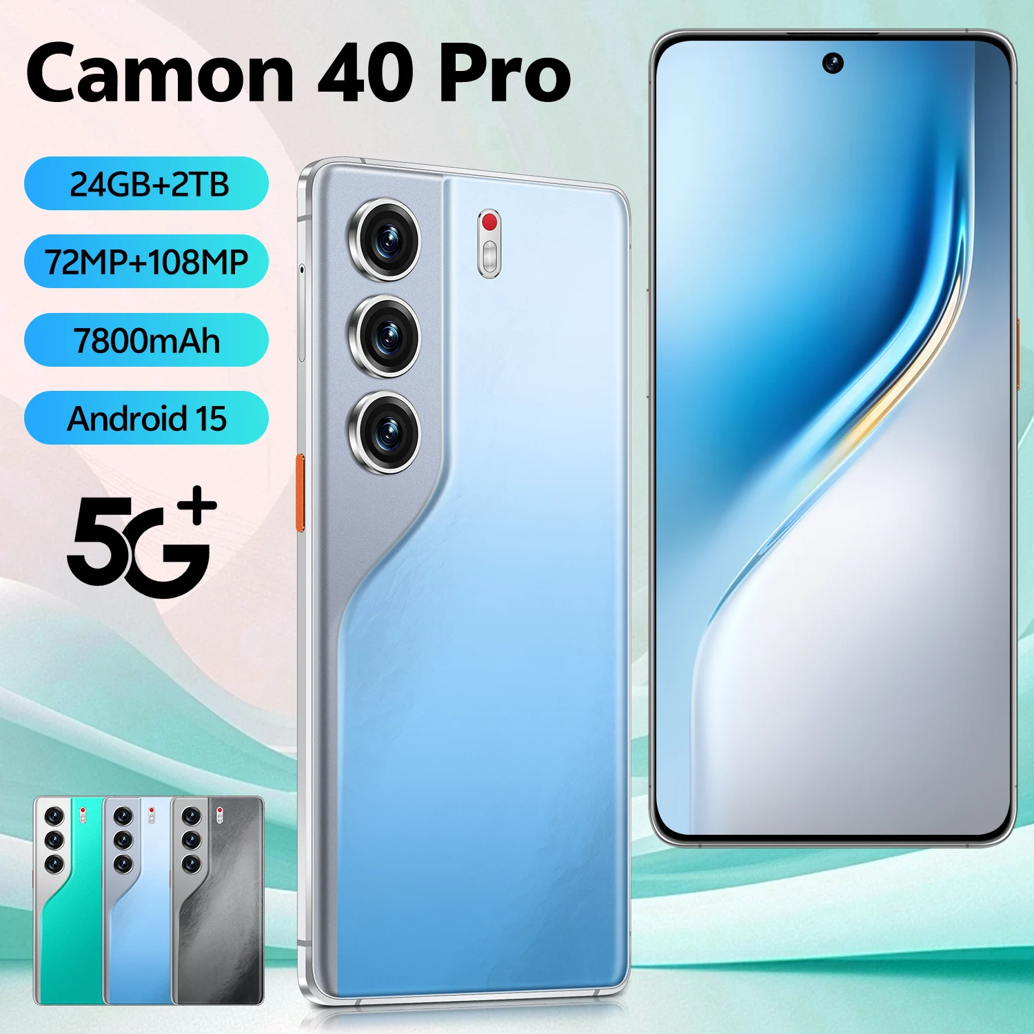 

НОВЫЙ ГОРЯЧИЙ 2025 Camon 40 Pro 5G, двойная карта, двойной режим ожидания, аккумулятор 8000 мАч, 22 ГБ, 2 ТБ, глобальная версия, система Android 14, 108 МП