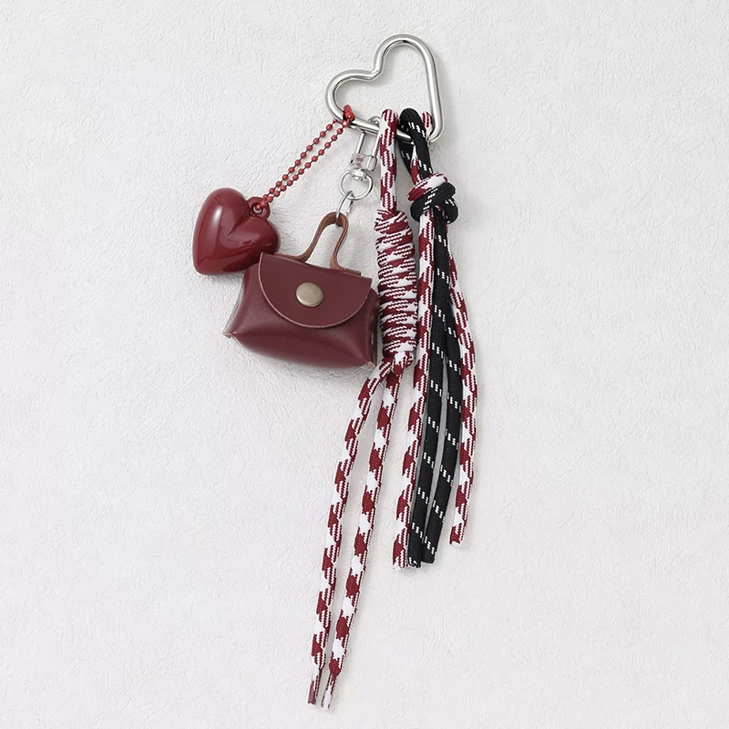 Neuer geflochtener Seil-Herz-Schlüsselanhänger, DIY süßer Anhänger, Herz-Taschenanhänger, Schlüsselanhänger-Accessoires für Damen