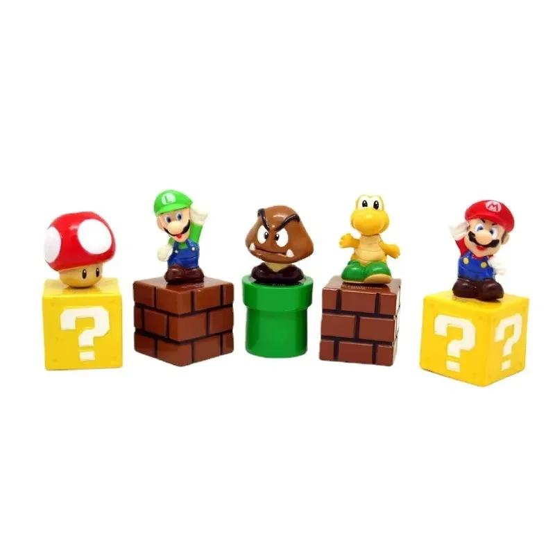 Figurines Super Mario Luigi Yoshi, 5 pièces/ensemble, décoration de gâteau au beurre, ornements de voiture, anime, jouets pour enfants, cadeaux