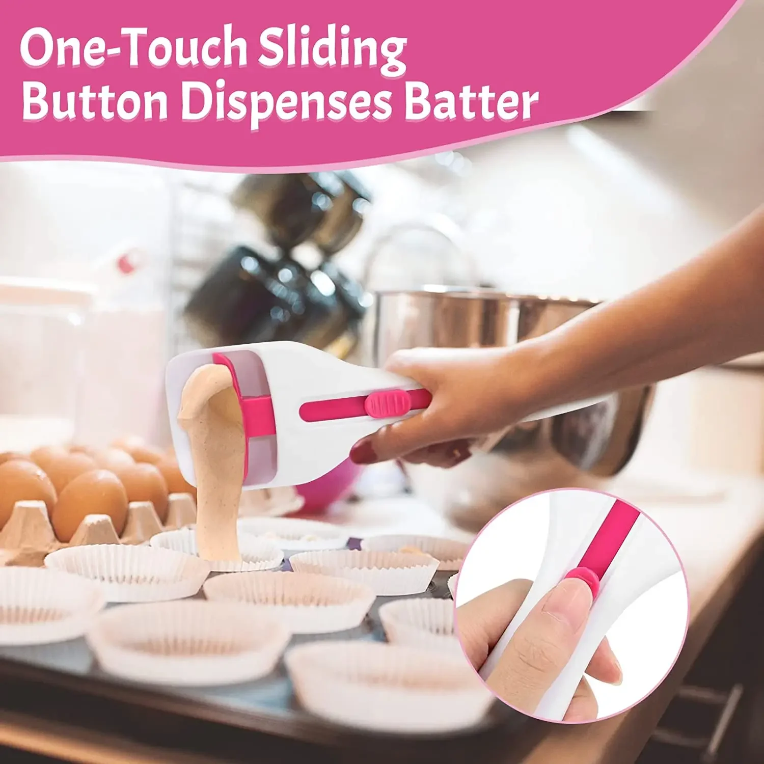 Chocolate Cake Batter Distribution Scoop Can Push Labor-saving Cupcake Scoop Dispenser Home Baking Tools Kitchen Accessories