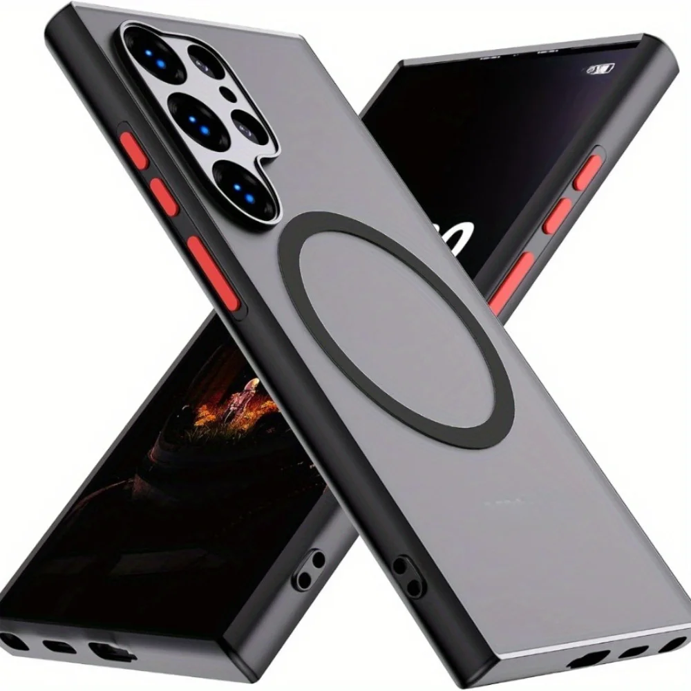 Frosted Magnetic Phone Case for Samsung Galaxy S26 S25 S24 S23 S22 S21 S20 FE Ultra Hard Case with Full Wrap Around Soft Edge