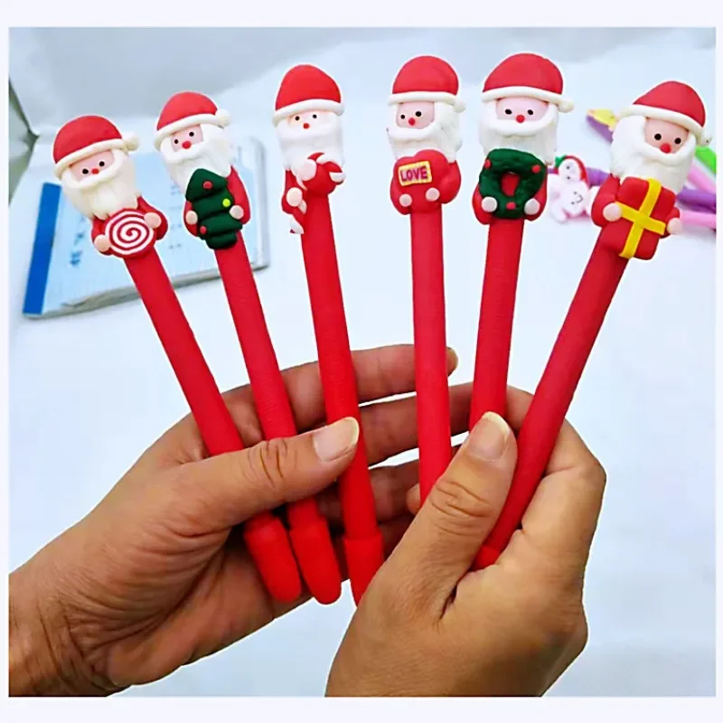 12Pcs Christmas novelty new Santa Claus office stationery, creative soft ballpoint pen