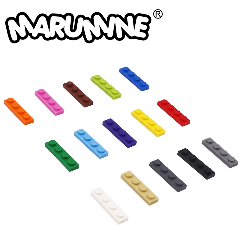 

MARUMINE 300PCS 1x4 Blocks Base Plate Building Bricks 3070 Classic MOC DIY Construction Bulk Parts Compatible All Major Brand