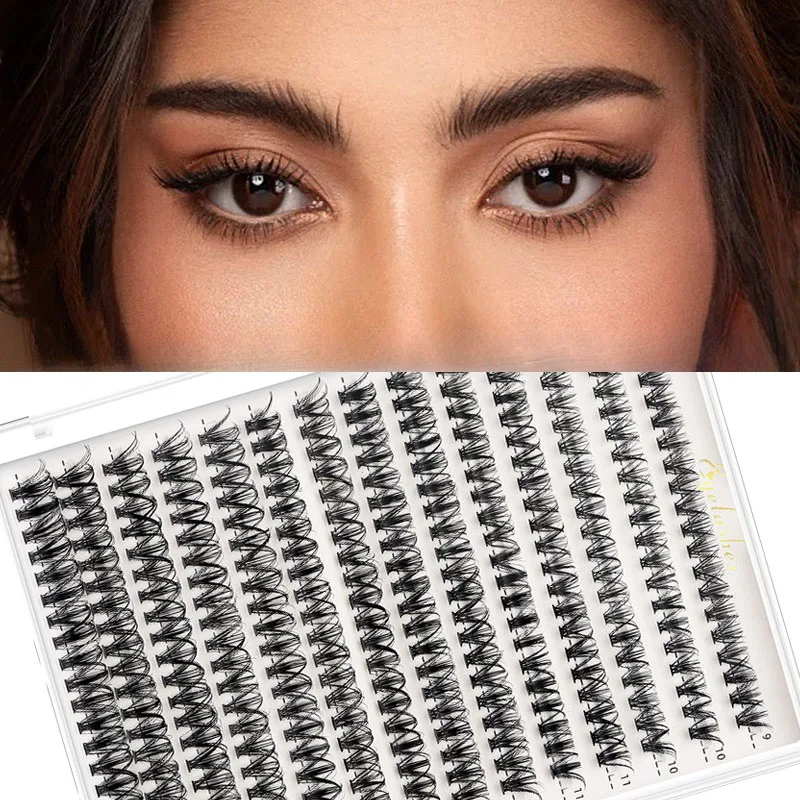 14 rows of D-curve large capacity grafting false eyelashes 30P/40P single cluster mixed natural dense segmented false eyelashes