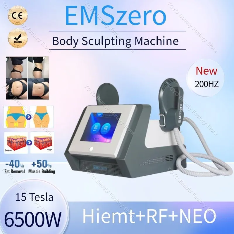 

200hz EMSzero Neo 15 Tesla 6500W EMS Muscle Stimulation Body Sculpting HIEMT RF Weight Lose Electromagnetic Slimming Machine