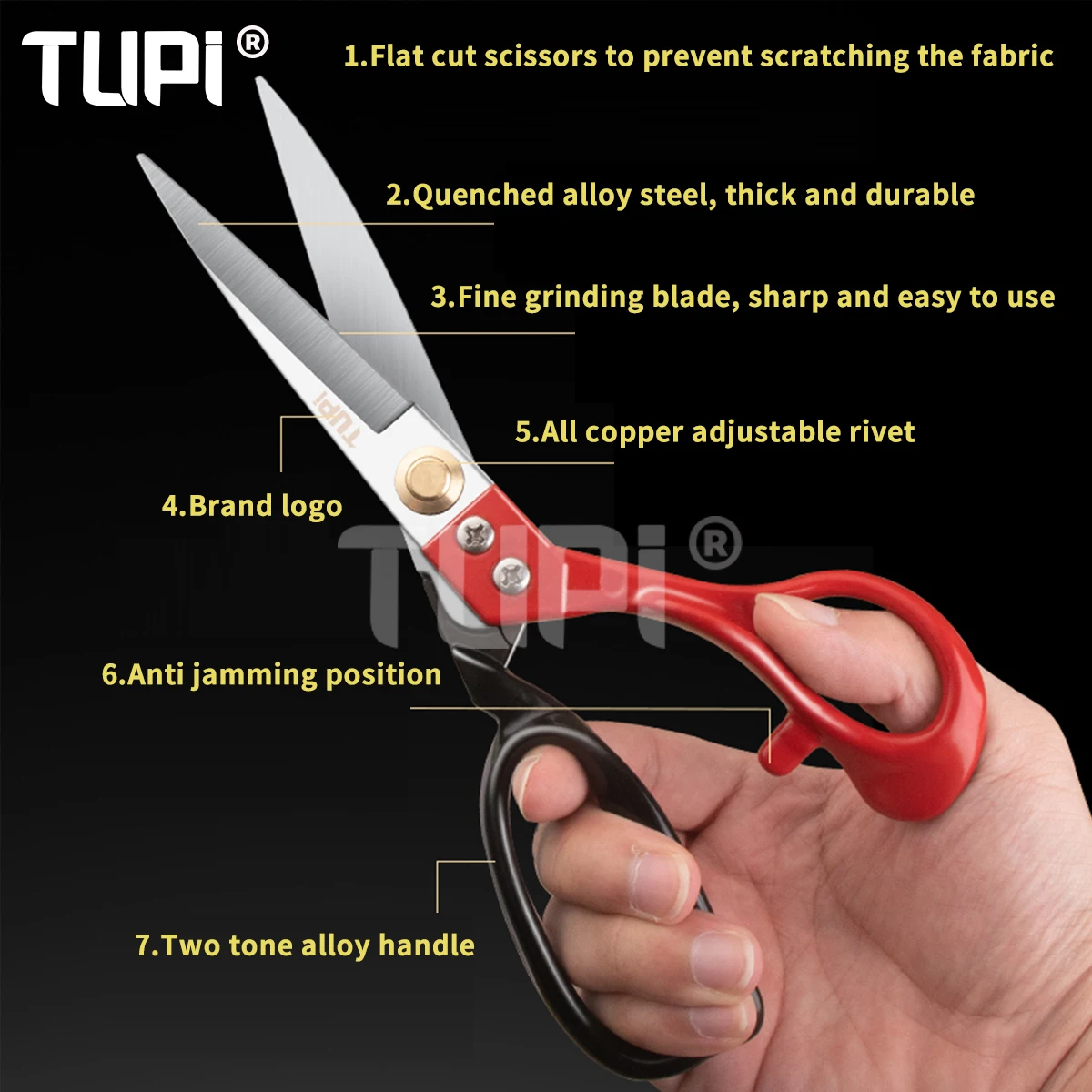 

TUPI Pro SK5 Steel Tailor Scissors - Heavy Duty Fabric/Leather Shears | Professional Dressmaking & Crafting DIY Tool
