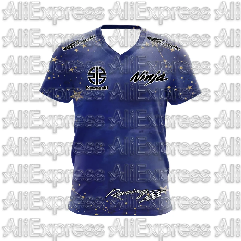 موتو 2025 صيف جديد الرجال دراجة نارية تي شيرت كاواساكي شعار ثلاثية الأبعاد مطبوعة عادية كم قصير تنفس تي شيرت الاتجاه المألوف #4