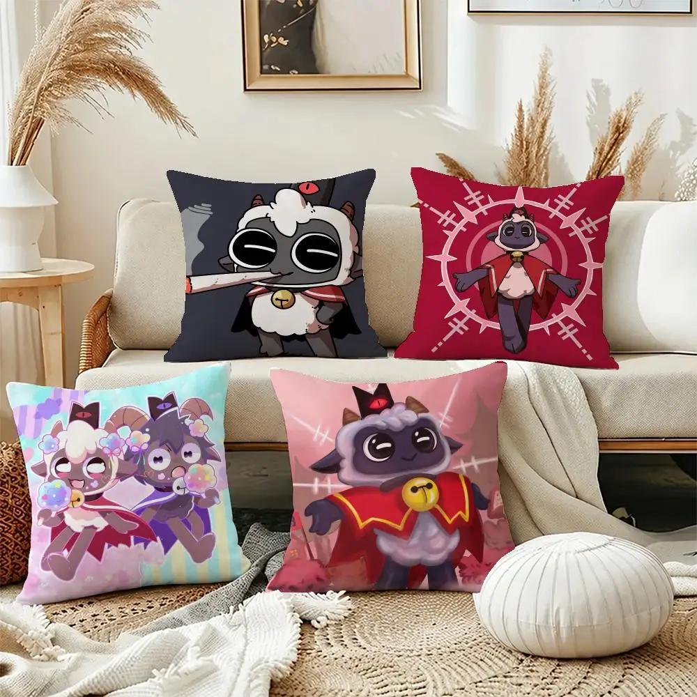 Game Cult of the Lamb Cushion Cover Short Plush Pillowcase, Washable Wrinkle Resistant Cover for Bedroom Gift