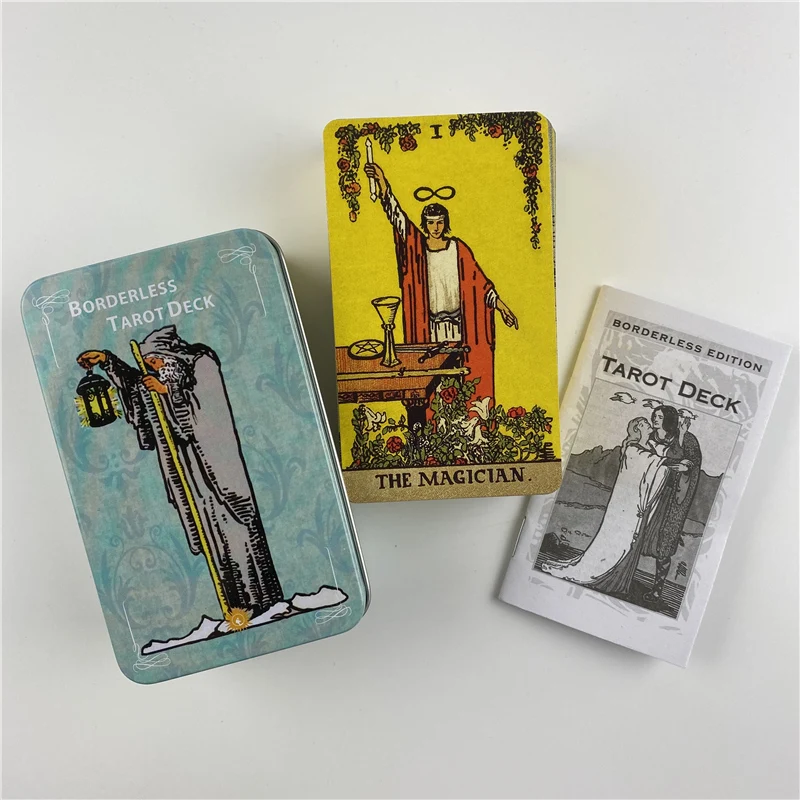 Metal Box Gilded Borderless Edition Rider Tarot Cards Deck With Paper Guidebook English Vision Classical Board Games