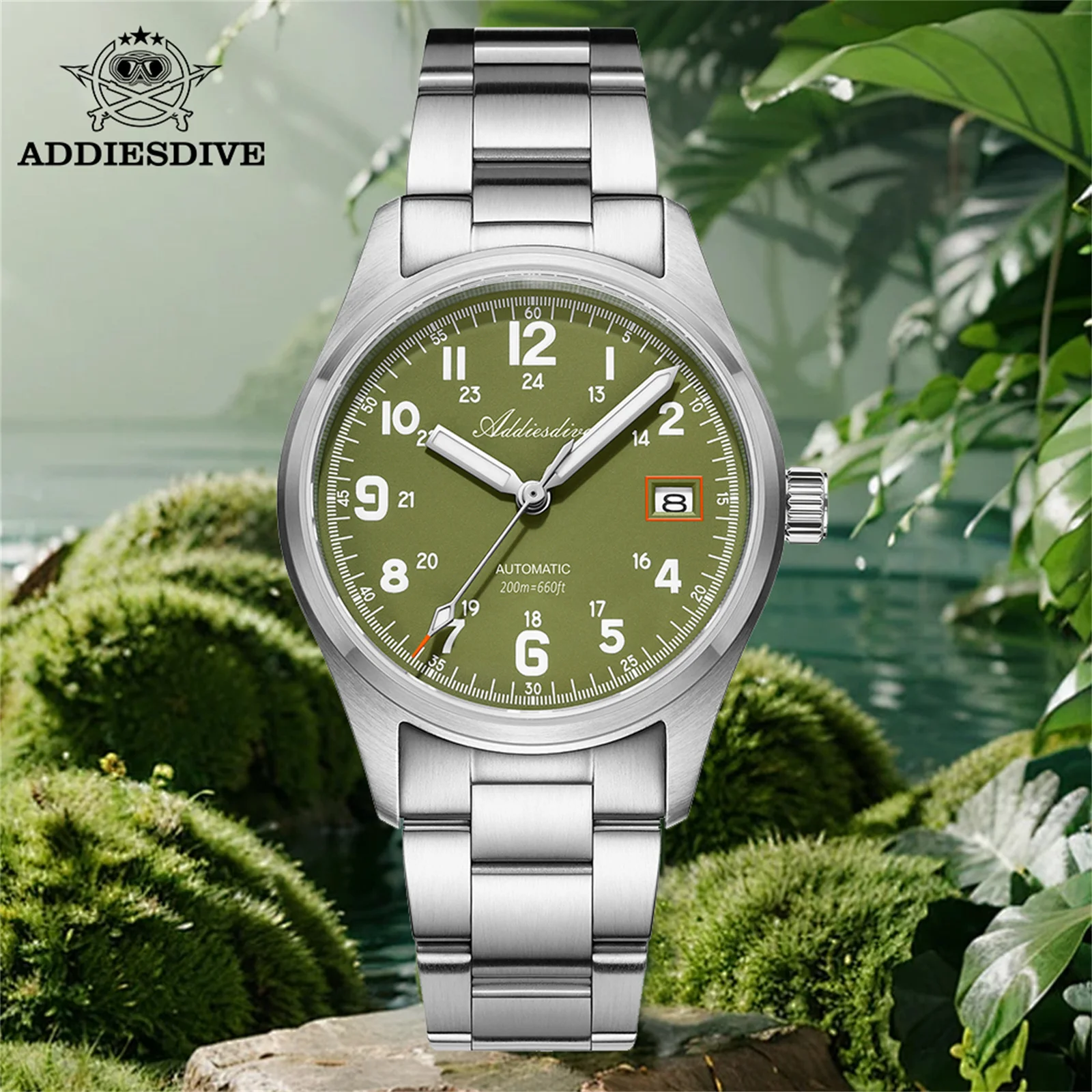 ADDIESDIVE Men‘s Watch New Sapphire Glass AR Coating 200m Diving Stainless Steel Luminous NH35 Mechanical Dress Automatic Watch