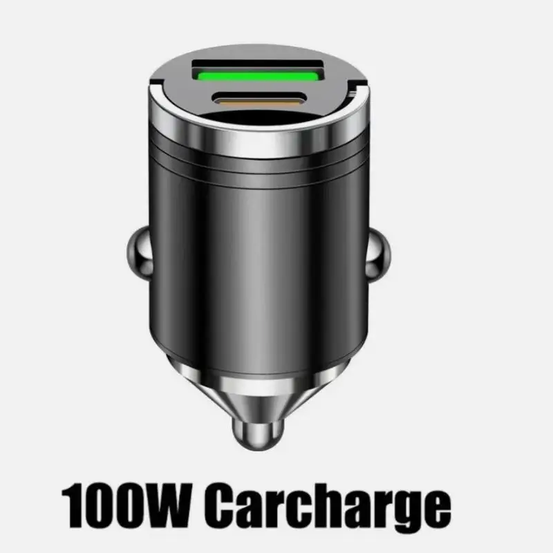 100W Mini Car Charger Dual Port 30W: PD Fast Charging Invisible Design Daily Driving Road Trips