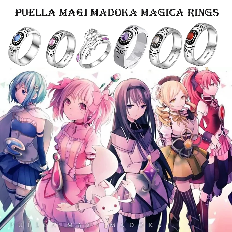 

925 Sterling Silver Anime Puella Magi Madoka Magica Cosplay Jewelry Akemi Homura Kaname Madoka Finger Ring For Women Girls Gifts