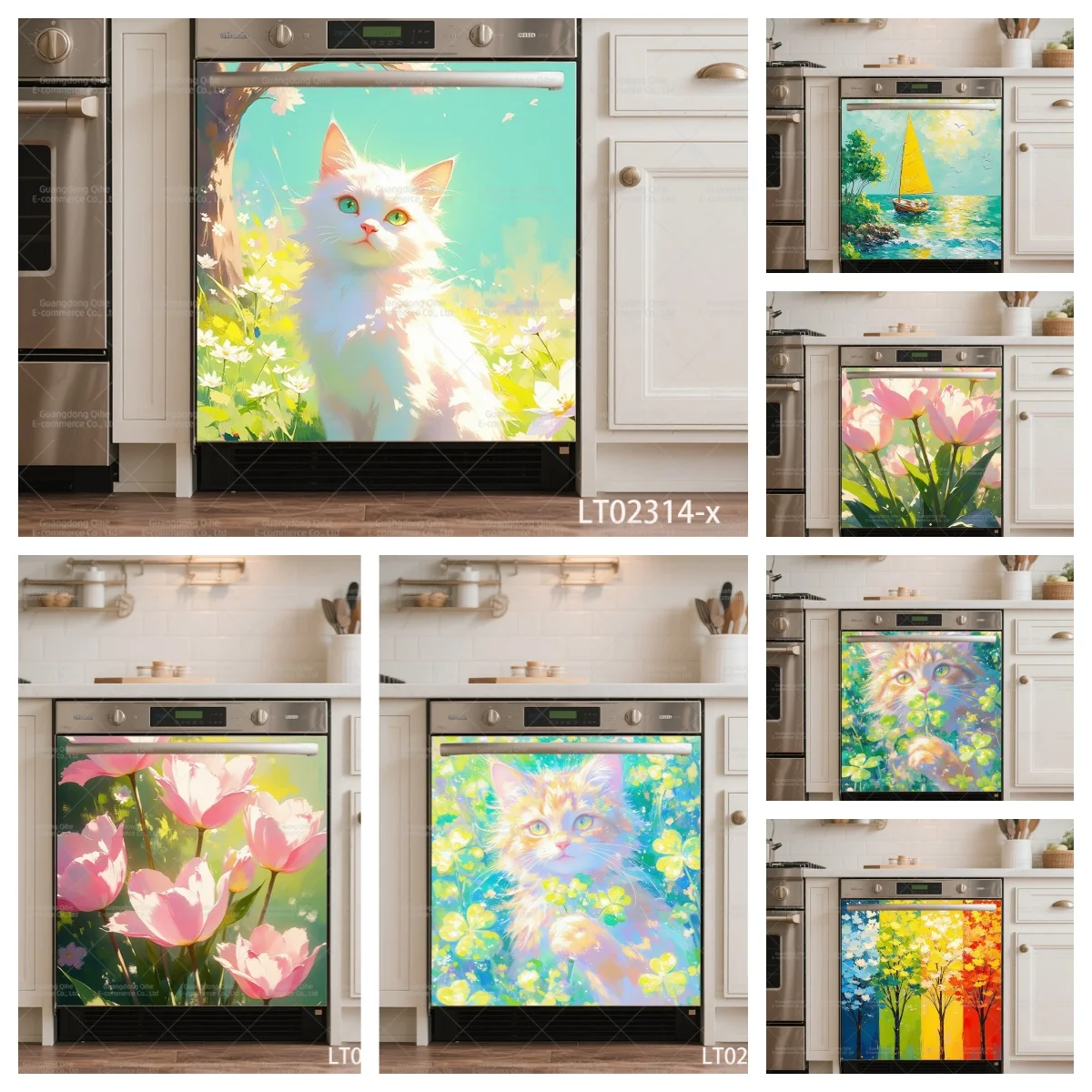 

Pink Tulip Flower Dishwasher Door Sticker Removable Waterproof Kitchen Oven Cabinet Decor Easy Install Home Kitchen Decor Decal