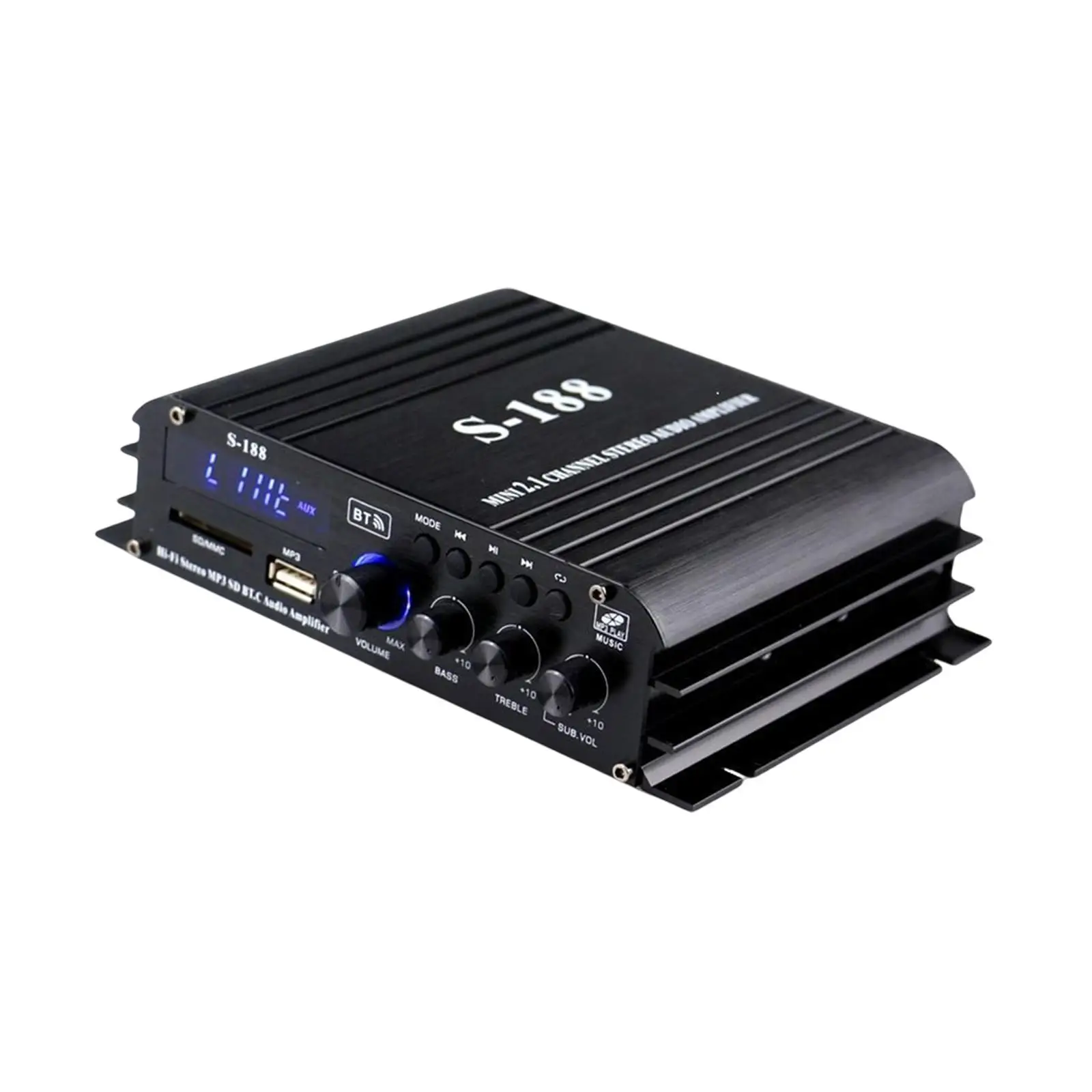 

Car Vehicle Home Power Amplifier US Adapter Plug with Knobs LED Display Screen Sturdy Compact Multiple Connectivity DC 12V-14V