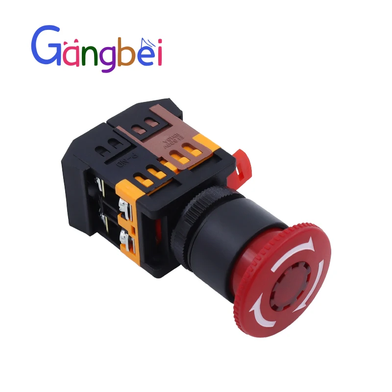 Interruttore a pulsante a testa di fungo ANE-22 con pulsante di arresto di emergenza a LED leggero (foro di montaggio 22 25mm) AC220V