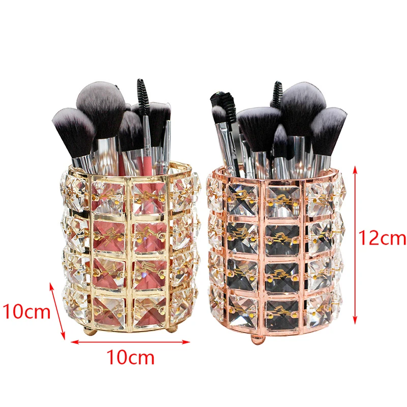 Europe Metal Makeup Brush Storage Holder Test Tube Eyebrow Pencil Organizer Bead Crystal Jar Jewelry Diamond Cosmetic Box