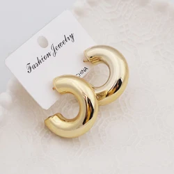 Fashion Chunky C-shape Drop Earrings for Women Geometry Round Circle Dangle Earrings Punk Party Simple Design Jewelry