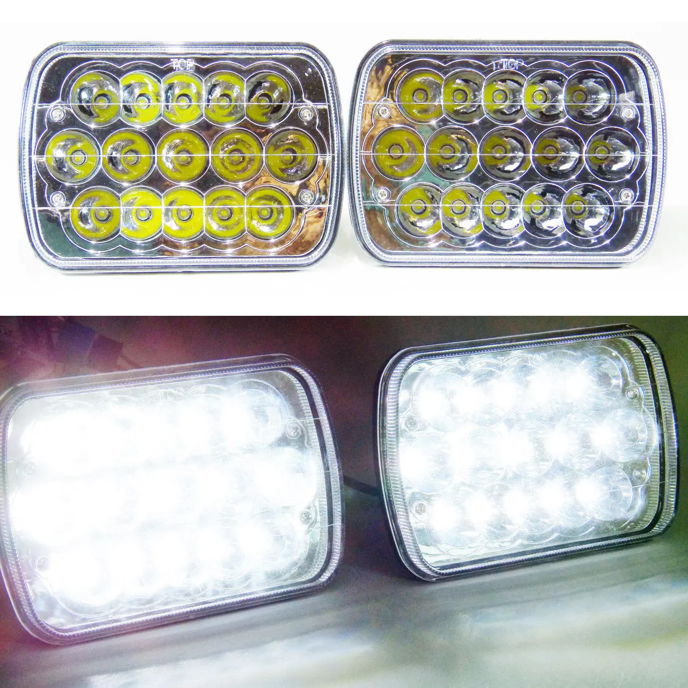 45W LED Work Lights 6X7 inch Square Light Replacement for Jeep Truck Headlights H4