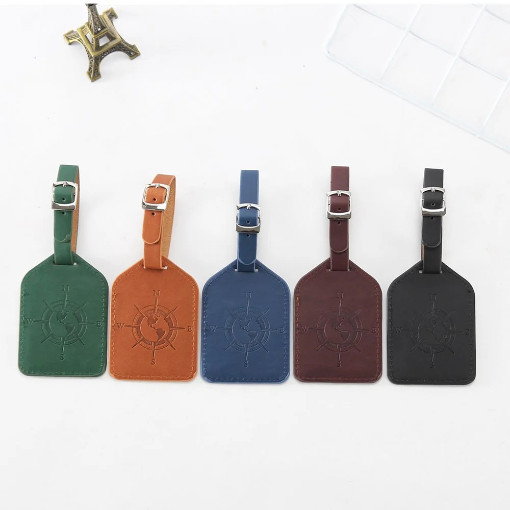 Compass Pattern Leather Suitcase Luggage Tag Handbag Name ID Address Holder Baggage Boarding Bag Label Travel Accessories