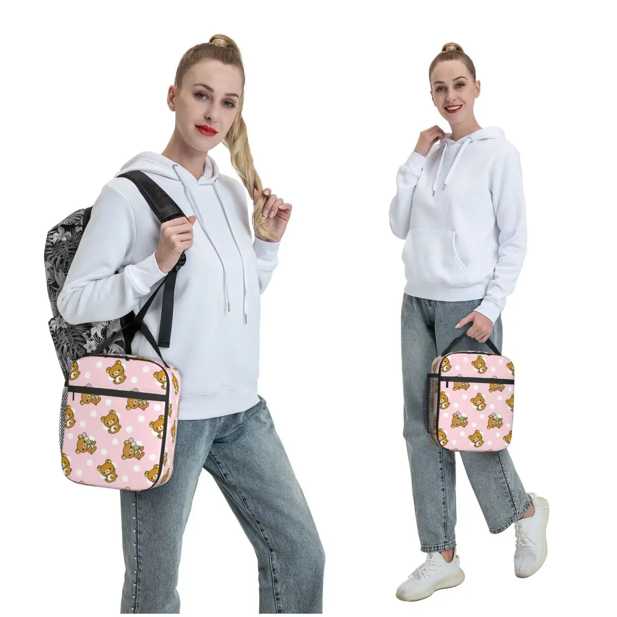Lazy Bear Rilakkuma Insulated Lunch Bag for Women Children Portable Food Boxes Thermal Lunch Box Tote