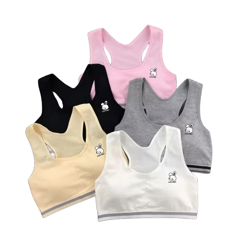 

2PC Girls Sport Underwear Cotton Tops Children Training Bra Teenager Undergarments 8-18years