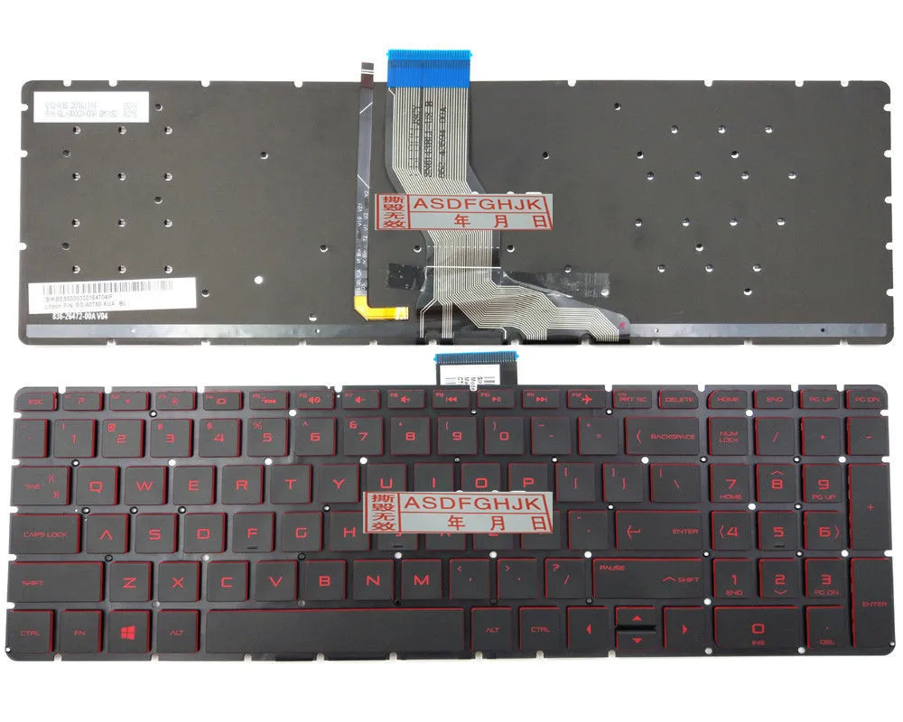 

FOR HP 15-AX000 15-AX100 15-AX200 15-AX033DX Keyboard Red Backlit US Black SG-80750-XUA 100% Works Perfectly