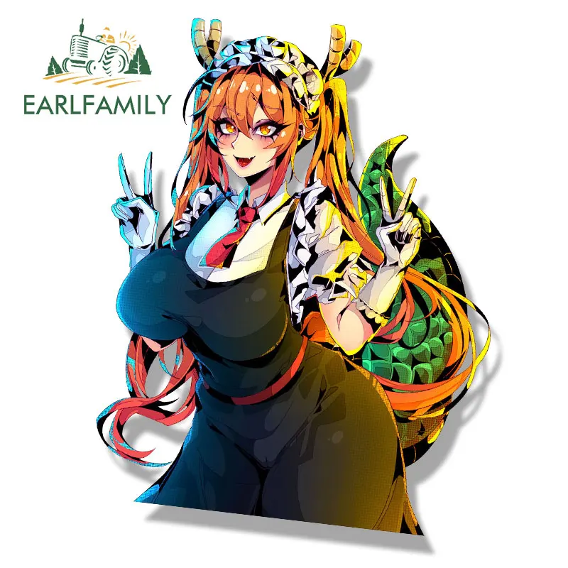 EARLFAMILY Ahegao Tohru Fanart Car Sticker Anime Waifu Decal JDM Heart Eyes Peek Girl Stickers Racing Graffiti Car Accessories